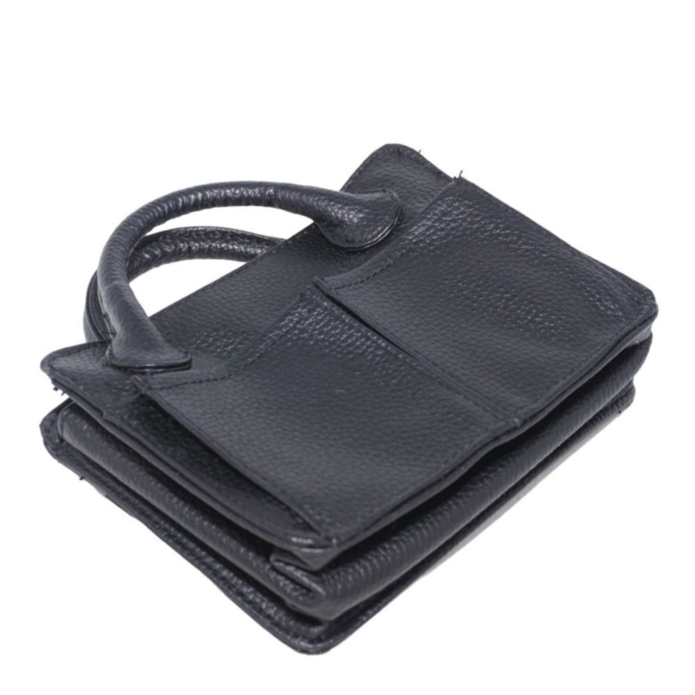 Pouchee Small Black Pebbled Leather Handbag